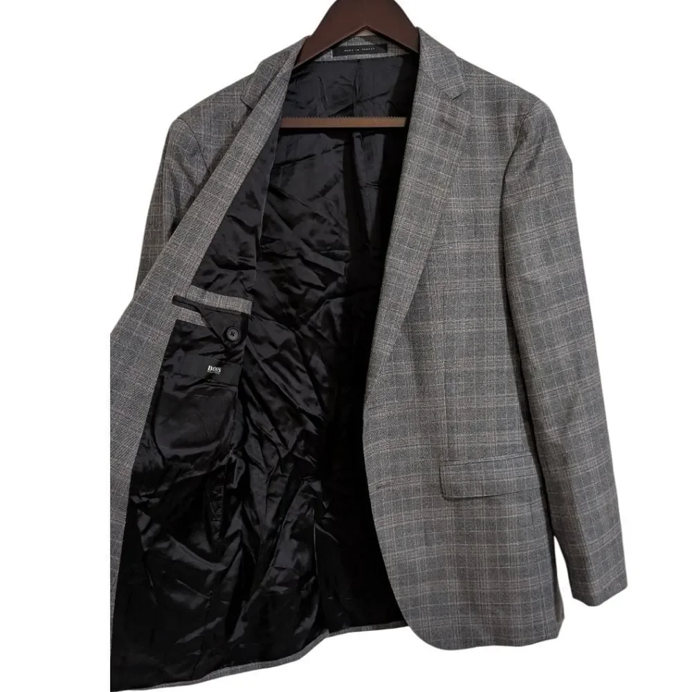 ​Hugo Boss Guabello Super 130s Italian Wool Slim Suit Jacket 36R NWT - Grey Glen